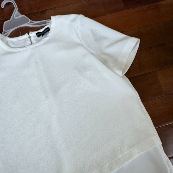 Cynthia Rowley Women's White Textured High-Low Short Sleeve Top, size Large - Picture 4 of 8